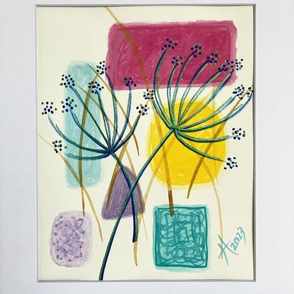Colorful Queen - Original Wall Art Mixed Media Painting 11x14in Matted